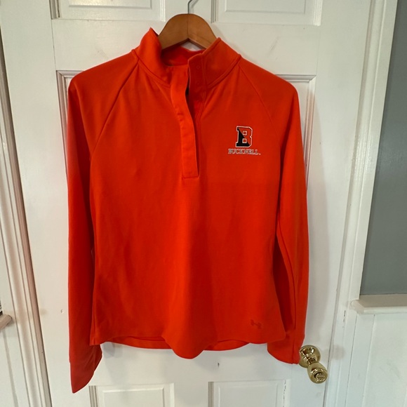Bucknell University orange quarter snap fitted ladies size medium top.. like New - Picture 2 of 8